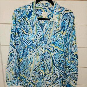 Chico's Blue and Yellow Paisley Blouse